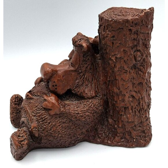 Pecan Shell Resin Bears No Fishing Figure Red Mill MFG Vintage 1990s 6 Inch - Picture 7 of 15